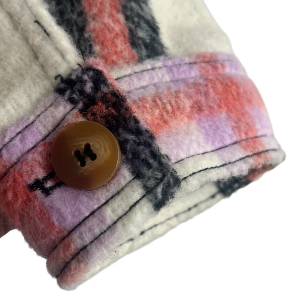 BAGATELLE Brushed Crop Boxy Shacket in Pink/Cream Plaid Size Medium - GORGEOUS! - Picture 4 of 7